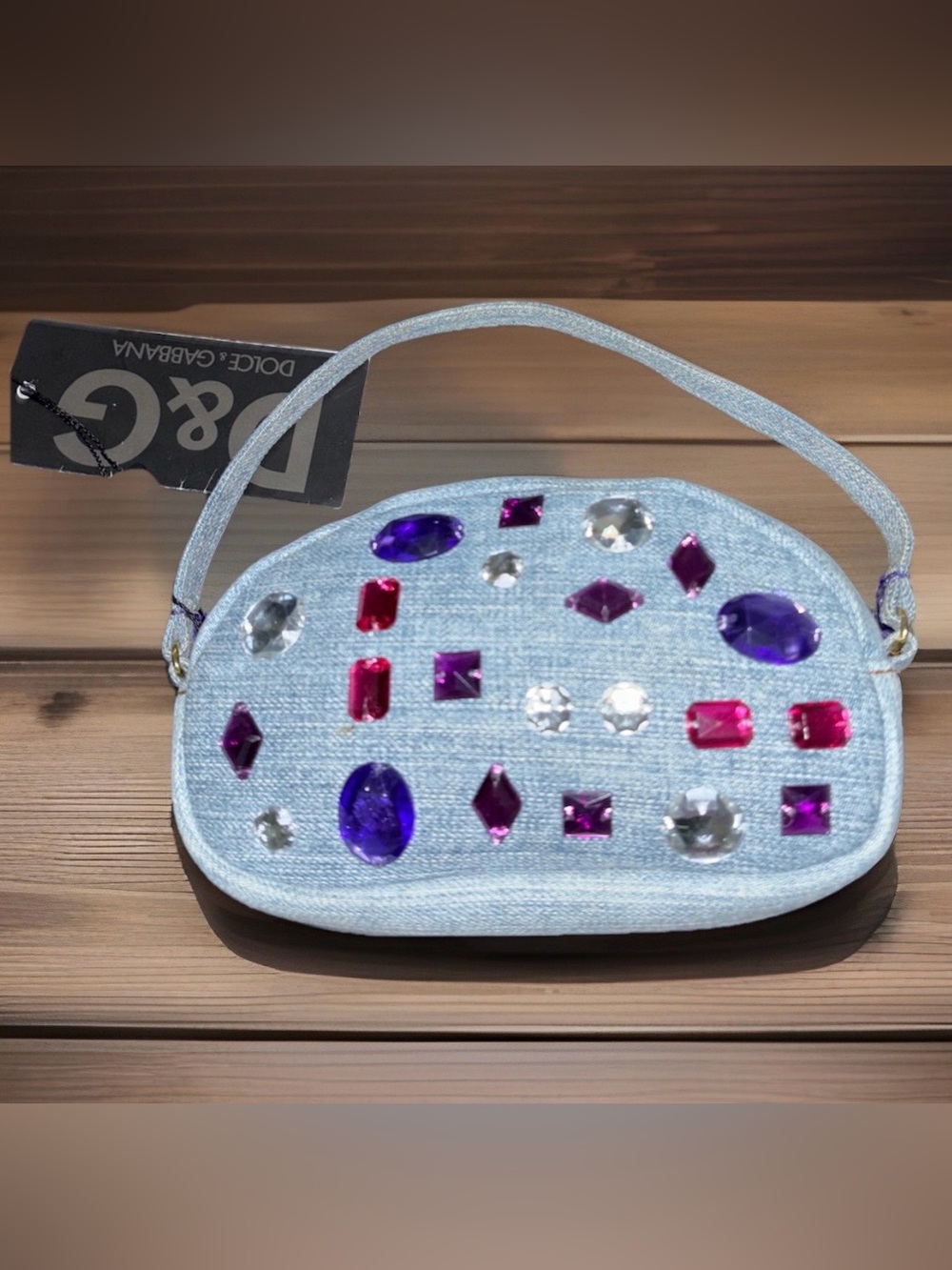 Dolce & Gabbana NWT Denim Gem Stone Handbag with Dust bag